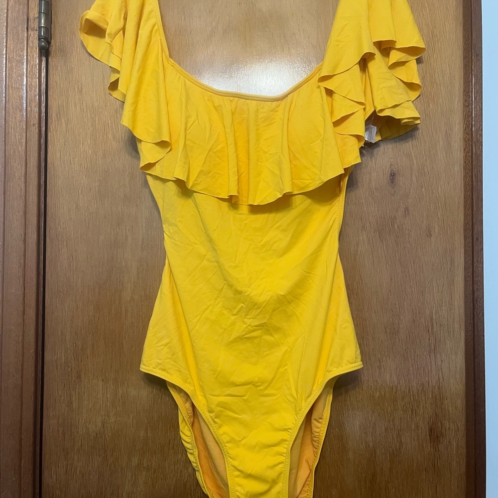 Yellow Ruffled One-Piece Swimsuit